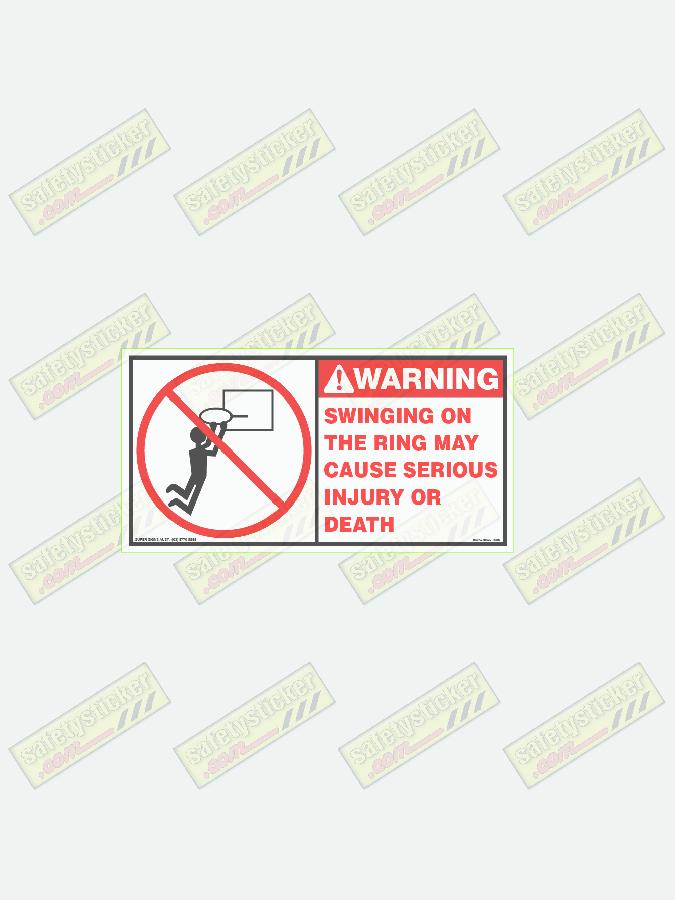 Basketball Hoop/Ring Warning Sticker Safety Stickers Safety Decals